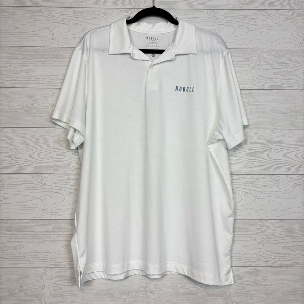 NOBULL POLO GOLF LIGHTWEIGHT PERFORMANCE POLO WHITE CAMO SIZE 2XL XXL NO BULL